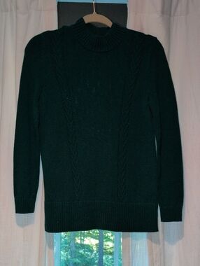 Karen Scott Green Turtleneck Cable-Knit Sweater